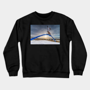 Snowboarder sliding on a rail Crewneck Sweatshirt